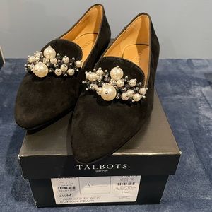 NWOT women’s shoes size 7.5 Talbots black Edison pearl flats